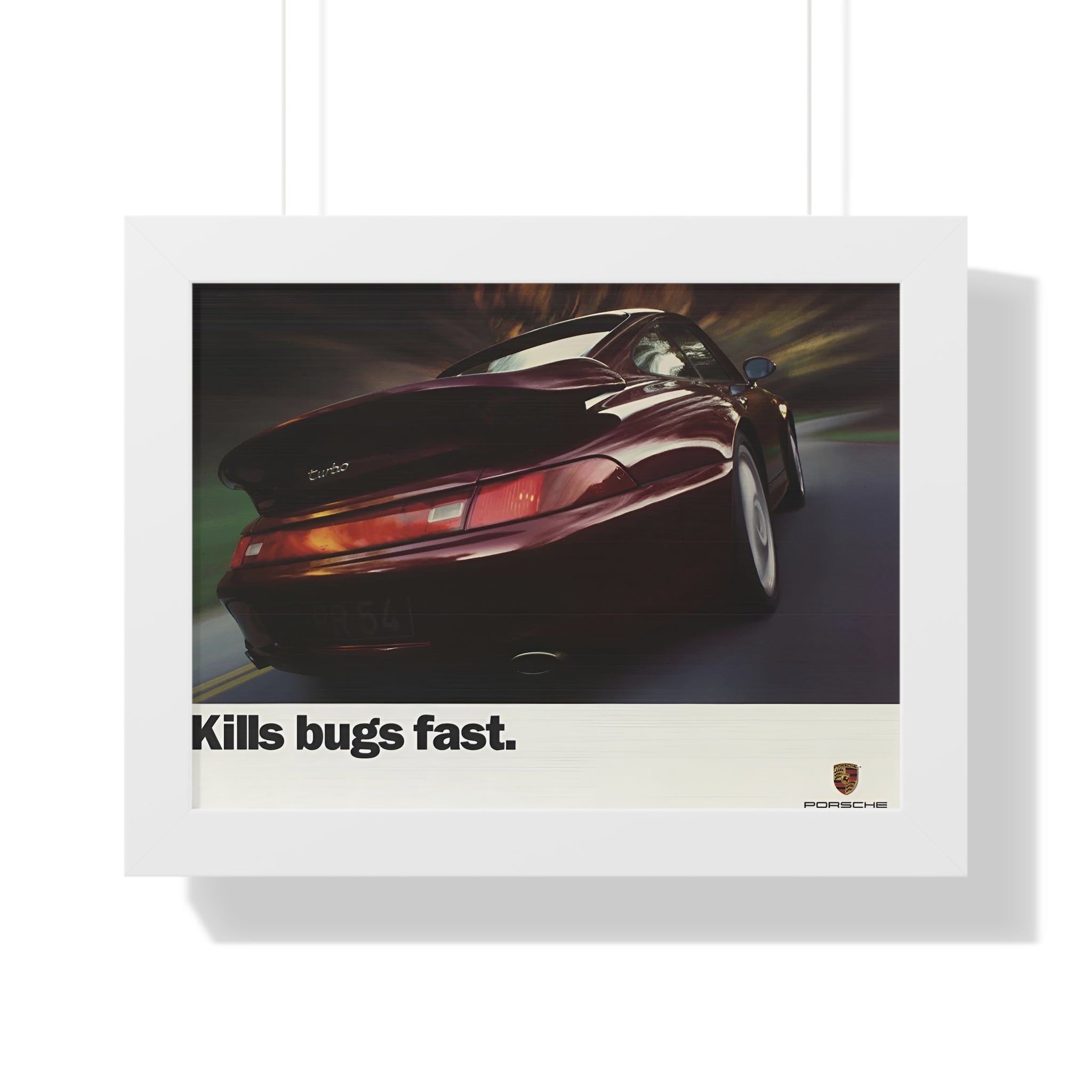 Porsche 911 Turbo — "Kills Bugs Fast" | Vintage Ad Framed Poster