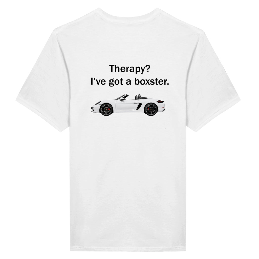 Therapy? I've Got a Boxster — Porsche 718 Boxster T-Shirt by Barcode Club — view 9
